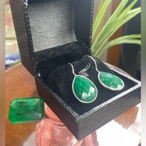 20CT EMERALD EARRINGS . Natural Earth Mined stones. Silver. Ce…